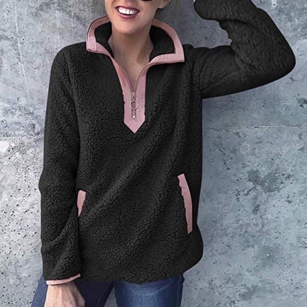 Black and Pink Sherpa Fleece